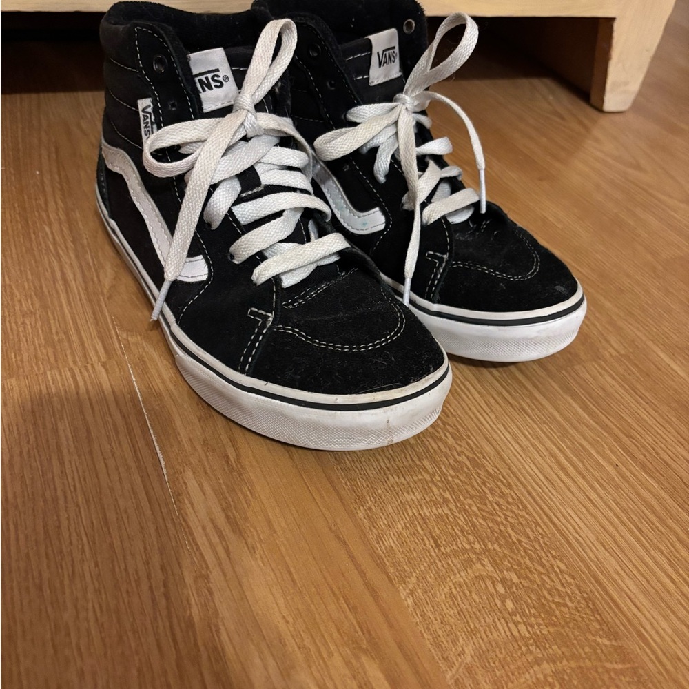 Vans Kids Black and White High-Top Sneakers